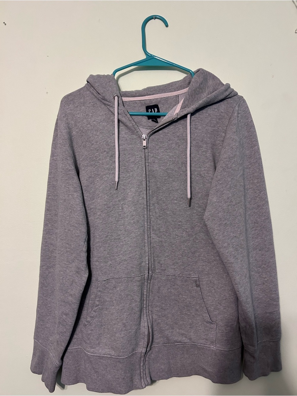 GAP Light Gray Full-Zip Hooded Sweatshirt